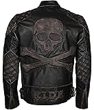 Mens Skull & Bones Black Leather Jacket