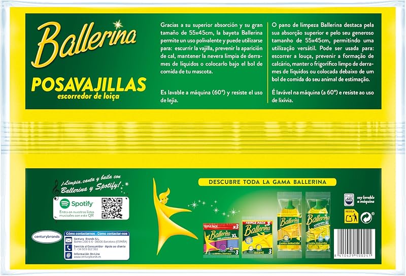 Bayeta Amarilla Original | Desde 1986 | Bayeta Posavajillas | Súper Grande | Dimensiones 55 x 40 cm | Pack 1 Unidad | Alta Absorción | Lavable a 60° con Lejía