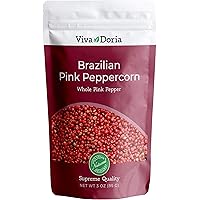 Viva Doria Brazilian Pink Peppercorn, Steam Sterilized Whole Pink Pepper, 3 Oz
