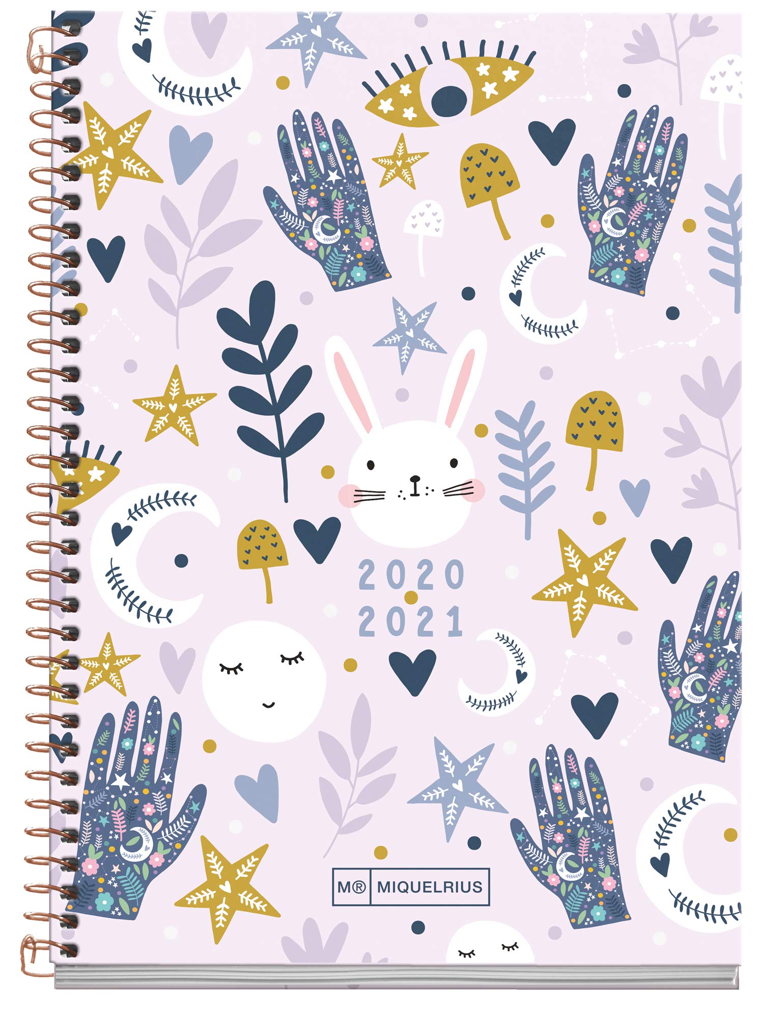 School Diary Polypropylene Translucent Plus Spiral 155 x 213 mm Week View 2020 Sweet Night Miquelrius Pink Castilian