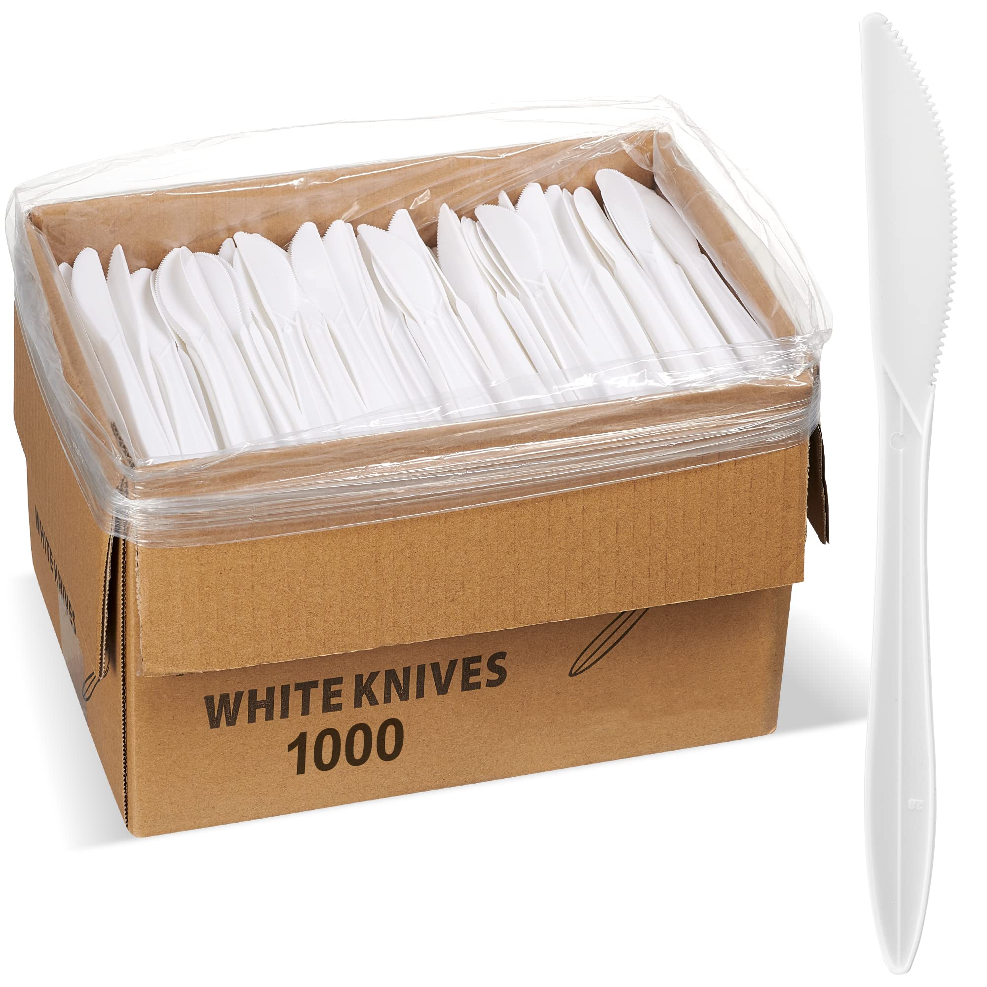 Photo 1 of 1,000 Plastic Disposable Knives Bulk Black Medium Weight Disposable Silverware Plastic Cutlery Knife