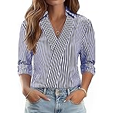 LOMON 3/4 Length Sleeve Womens Tops Dressy V Neck Collared Shirts Trendy Business Casual Work Blouses Vacation Outfits 2026
