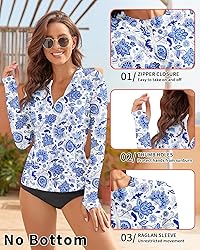 WOWENY Women Rash Guard Long Sleeve Swimsuit Top
