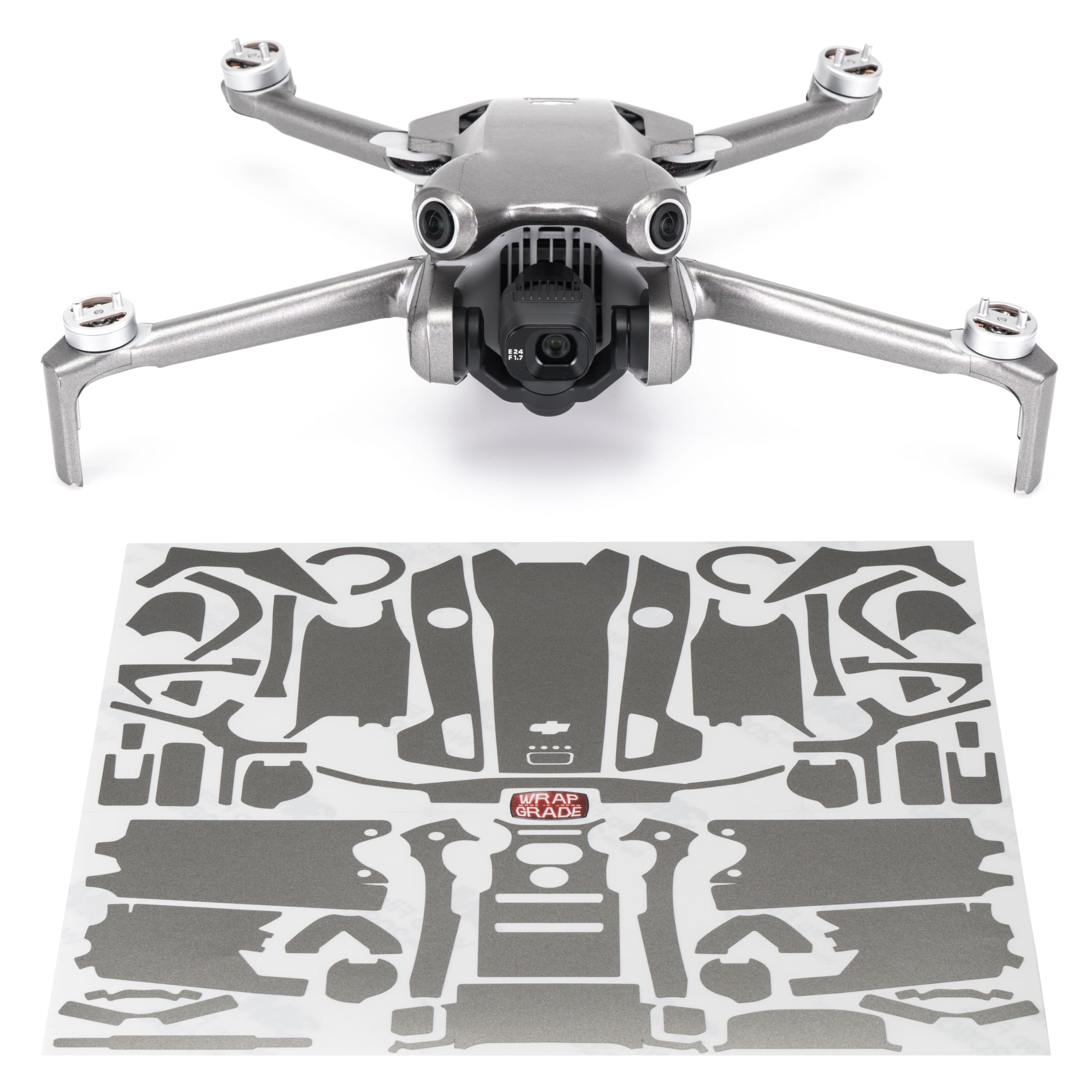 WRAPGRADE Skin Stickers Compatible with DJI Mini 4 Pro | Full Wrap (Titanium)