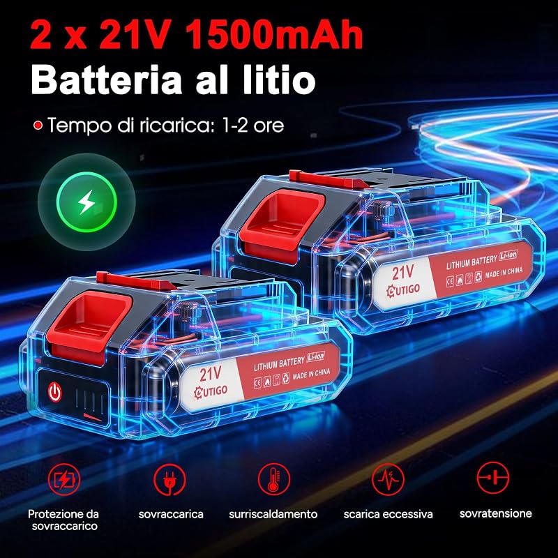 Tosaerba a batteria, Dotato di due batterie da 21 V, 4 lame, tosaerba triplo pieghevole, tosaerba da giardino a batteria per prati, arbusti e cespugli. — foto 5 di 8