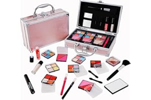 AOLIKOKO Makeup Kit for Teenager & Women Full Kit, All in One Makeup Set With The Small Cosmetic Train Case, Professional Makeup Kit, Makeup Gift Set for Women Girls (pink)