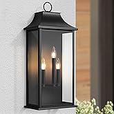 Lawyettle Dusk to Dawn Outdoor Wall Lights, 25.3" Large Outdoor Lights, 3-Light Black Porch Light Fixture, Waterproof Outside
