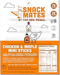Snack Mates by Noble Made by The New Primal, Chicken and Maple Mini Meat Snack Sticks, 2.5 Ounce