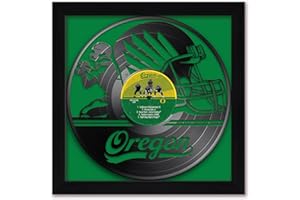 Sporticulture NCAA Oregon Ducks Football Wall Art Framed Vinyl Record Decor Print - 13X13 Ready-to-Hang Posters For Boys Bedroom & Decorations for Man Cave