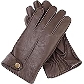 FIORETTO Mens Winter Leather Gloves – Deerskin-Textured Sheepskin Driving Gloves with Cashmere Wool Lining Warm M25002
