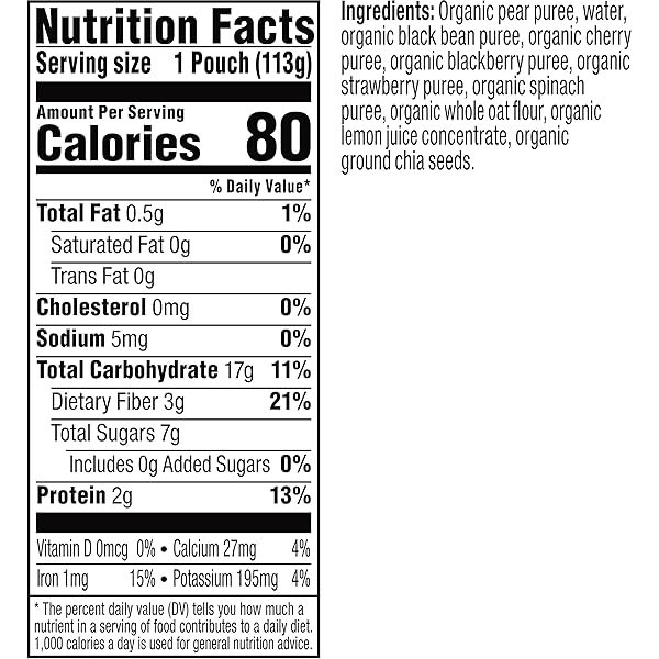 PLUM ORGANICS MIGHTY 4 ORGANIC TODDLER FOOD – PEAR, CHERRY, BLACKBERRY, STRAWBERRY, BLACK BEAN, SPINACH, AND OAT – 4 OZ POUCH – ORGANIC FRUIT AND VEGETABLE TODDLER FOOD POUCH
