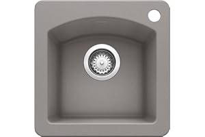BLANCO, Metallic Gray 440203 DIAMOND SILGRANIT Drop-In or Undermount Bar Sink, 15" X 15"
