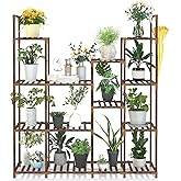 Uneedem Large Tall Plant Stand Indoor Outdoor Wood Plant Shelf Stands for Indoor Plants Multiple, 4 Tiers 14 Potted Plant She