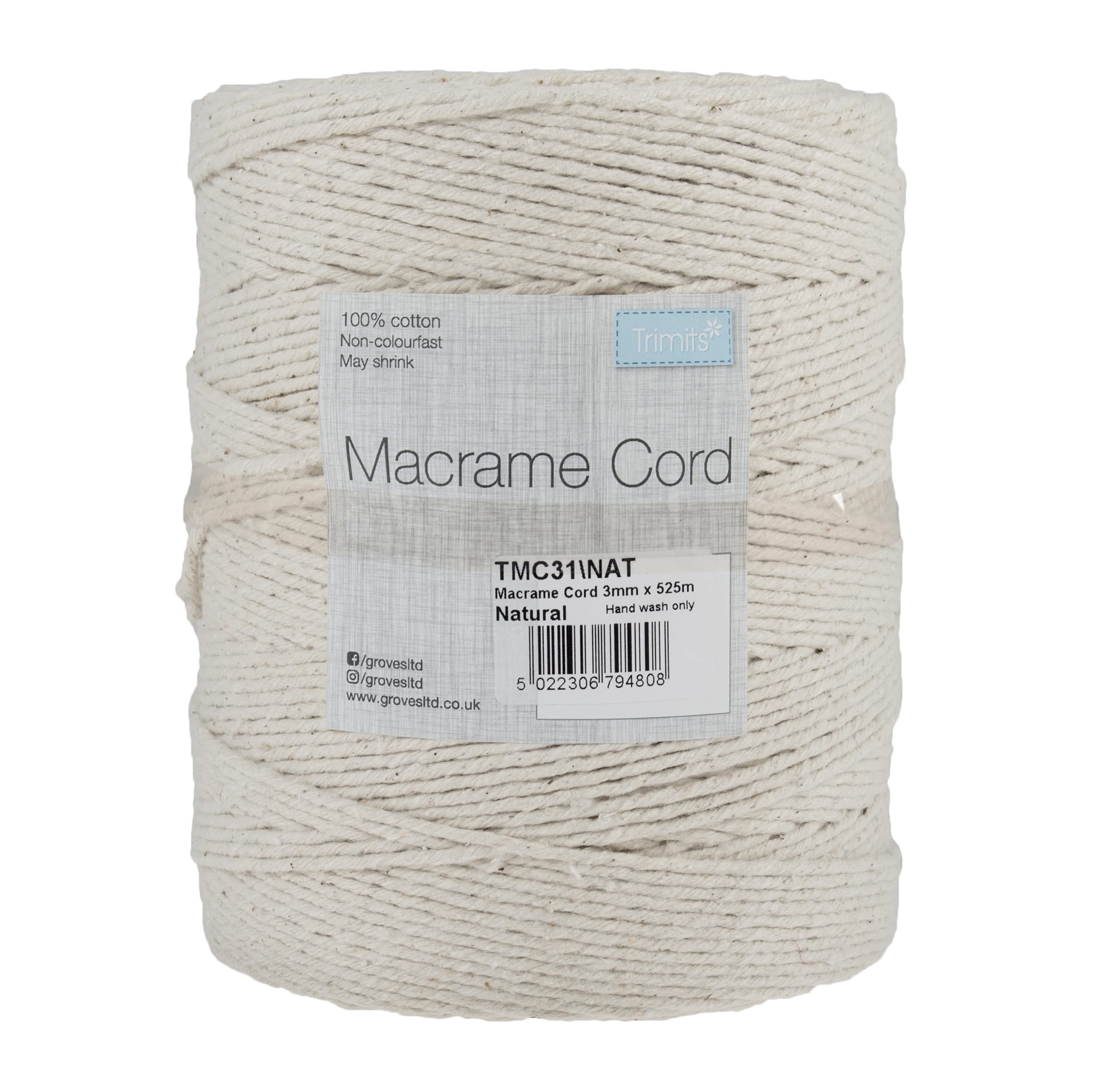 Natural Crafting Cotton Twisted Macramé Cord