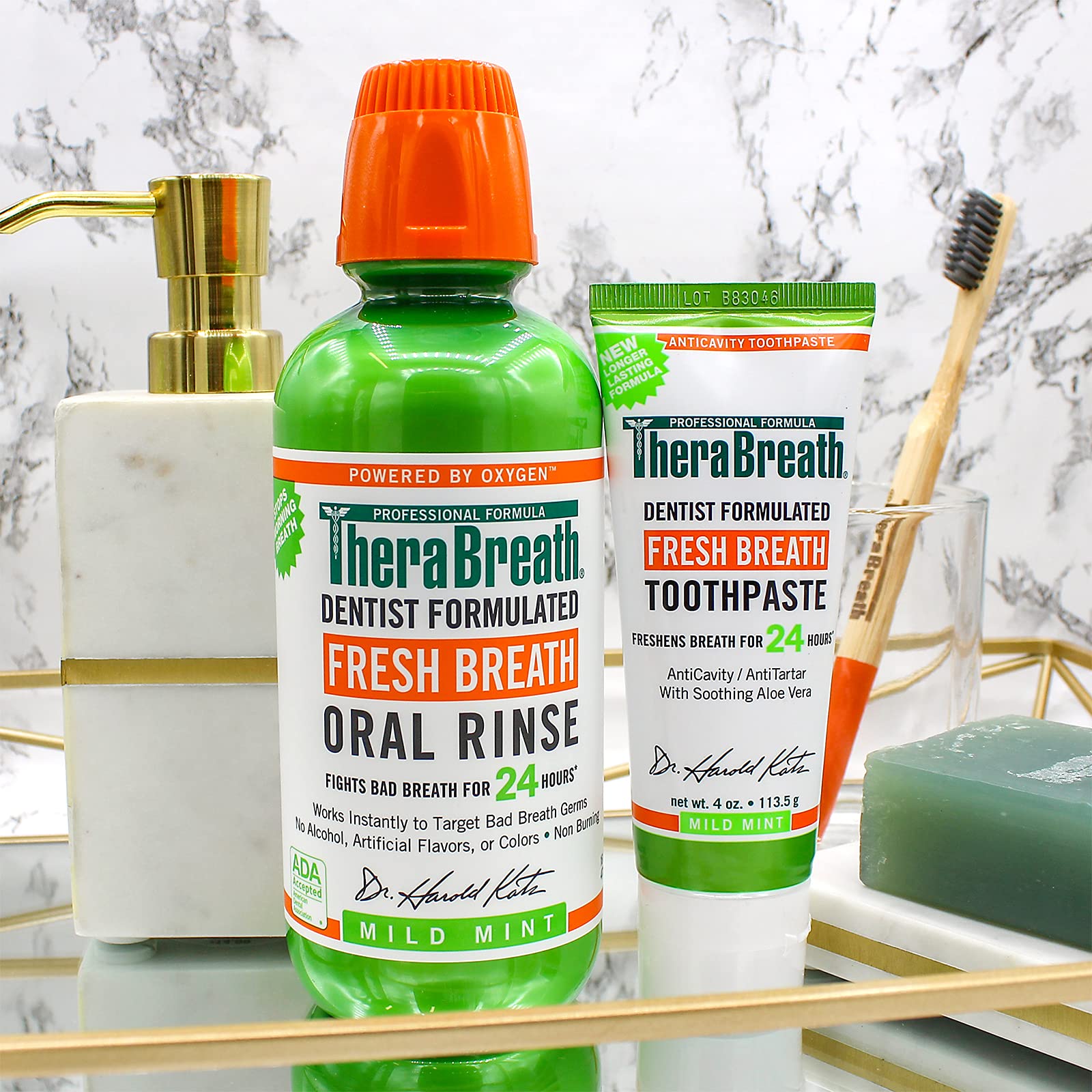 TheraBreath Fresh Breath Dentist Formulated 12-Hour Toothpaste, Mild Mint, 4 Ounce (Pack of 2), Packaging may vary