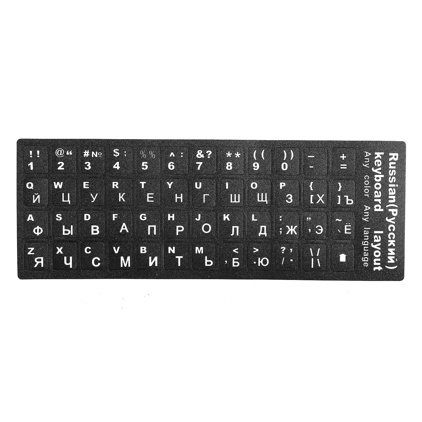 Annadue Russian-English Keyboard Stickers, Russian Replacement Computer Laptop Keyboard Sticker, Black Background with White Lettering, Waterproof Dustproof, for 10 to 17 inch PC Computer