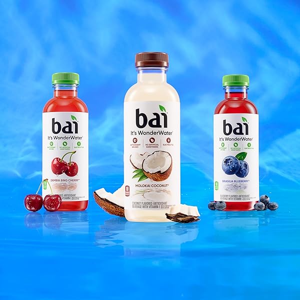 BAI ANTIOXIDANT INFUSED WATER BEVERAGE, ZAMBIA BING CHERRY, WITH VITAMIN C AND NO ARTIFICIAL SWEETENERS, 18 FLUID OUNCE BOTTLE, 12 PACK