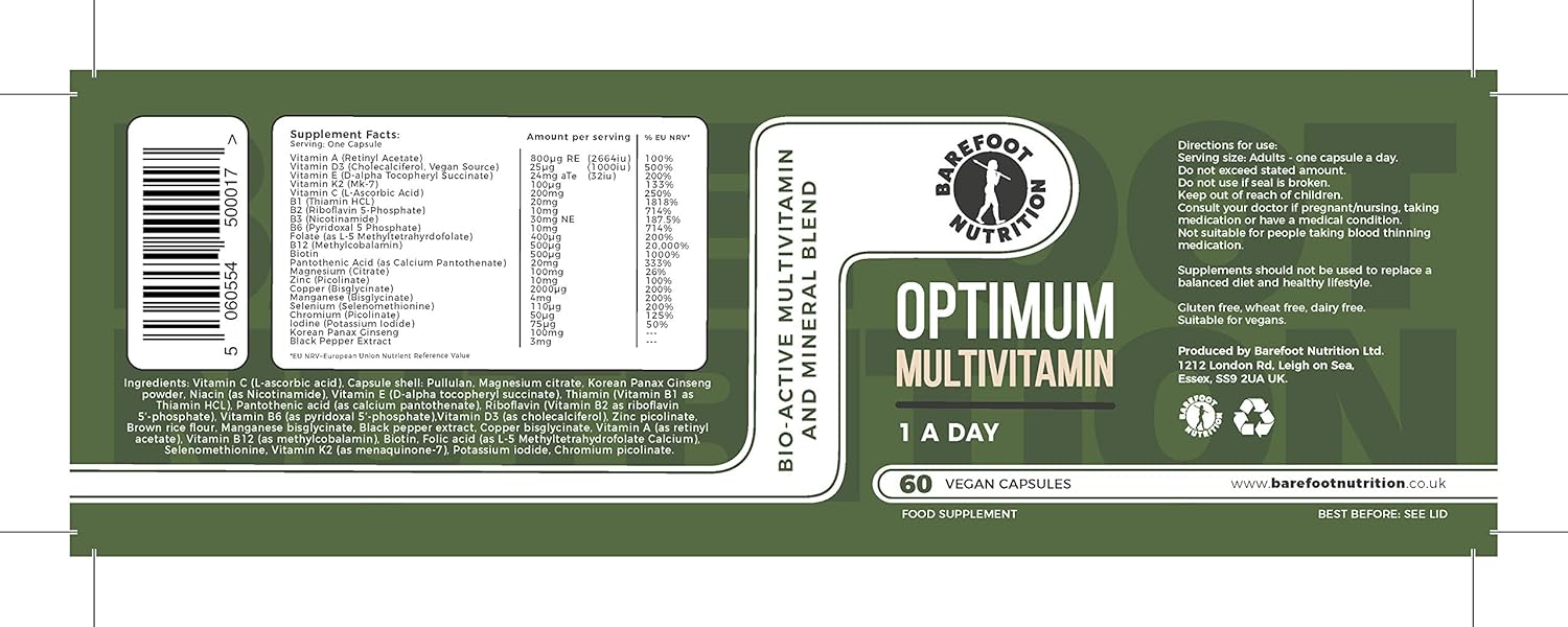Barefoot Nutrition, Optimum Multivitamin & Mineral Supplement, Bioactive High Strength Formula with Vitamin C Complex - Image 4