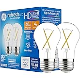 GE Refresh LED Light Bulbs, 40 Watt, Daylight, A15 Ceiling Fan Bulbs, Clear Finish (2 Pack)