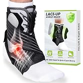OXYSAIKO Slim Fit Ankle Brace for Sprained Ankle, Lace-Up Ankle Support | 2 Removable Contoured Support Pads, Prevent Ankle Rolling, Breathable Ankle Stabilizers for Sports, Injury Recovery Men Women