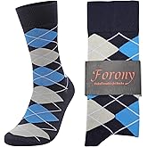 Forony Mens Dress Socks Thin Lightweight Size 8-13 Combed Cotton Anti Odor Quick Dry Classic Pattern