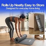 Bionix Extra Thick Yoga Mat 180x60 cm Non Slip with Carry Strap Grey view 6
