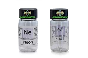 Neon Element 10 Ne, 99.9% Gas in Mini ampoule and Glass ampoule with Label