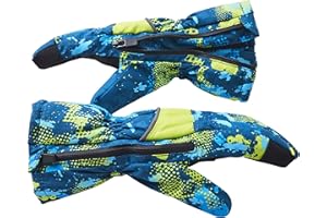 Andy & Evan Kids' Zip Gloves, Waterproof Winter Snow Gloves, Side Zippers, Touchscreen, Ski Snowboard Sledding, Warm Fleece Palms