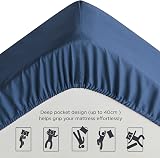 Bedsure Single Fitted Sheet Deep Pocket 16in Navy 90x190cm view 5