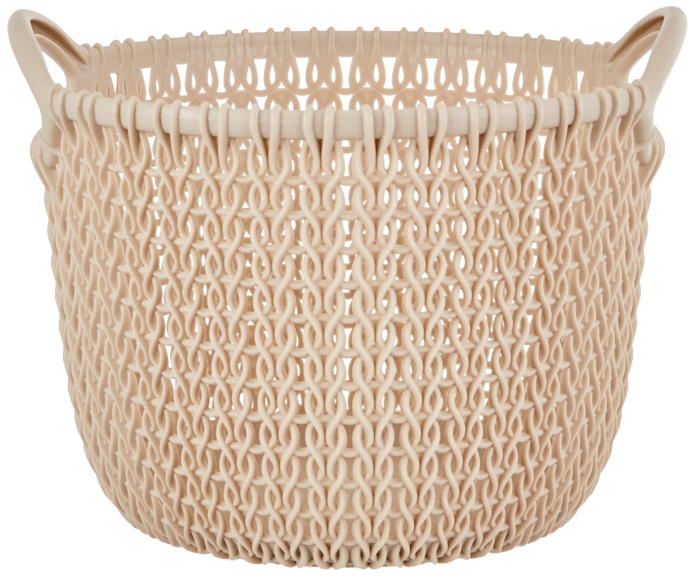 Curver - Knit Round Storage Basket, 3 Litres, XS, Resin, Sand, 20 x 20 x 16 cm