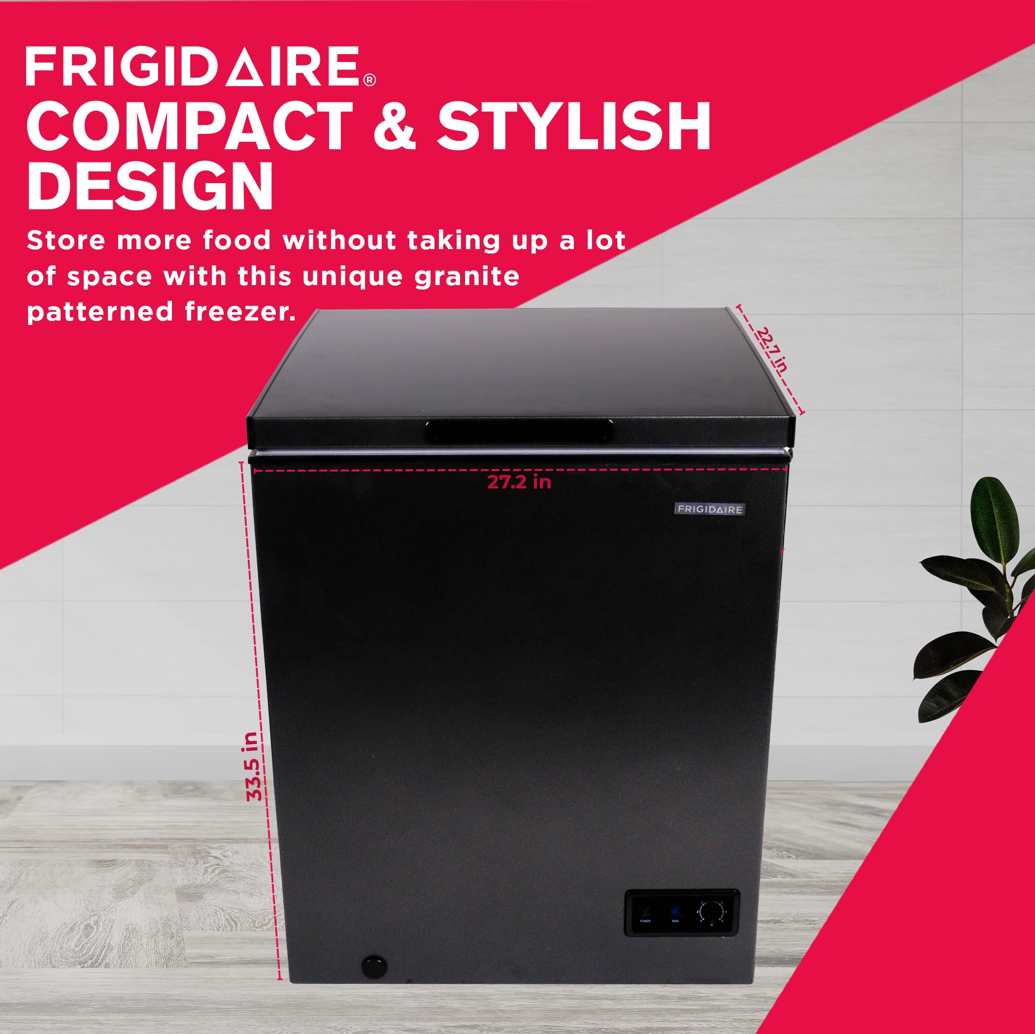 Frigidaire Chest Deep Freezer, 5 Cu. Ft. Capacity, Granita Rugged Design-Adjustable Thermostat-Removable Vinyl Coated Wire Basket-Easy Defrost Drain