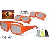 Solar Eclipse Glasses CE and ISO Certified Plastic Frame Kid Size Safe Solar Filter Viewing Eye Protection for Great American Eclipse 2017(Plastic Frame Kid Size-3PK)