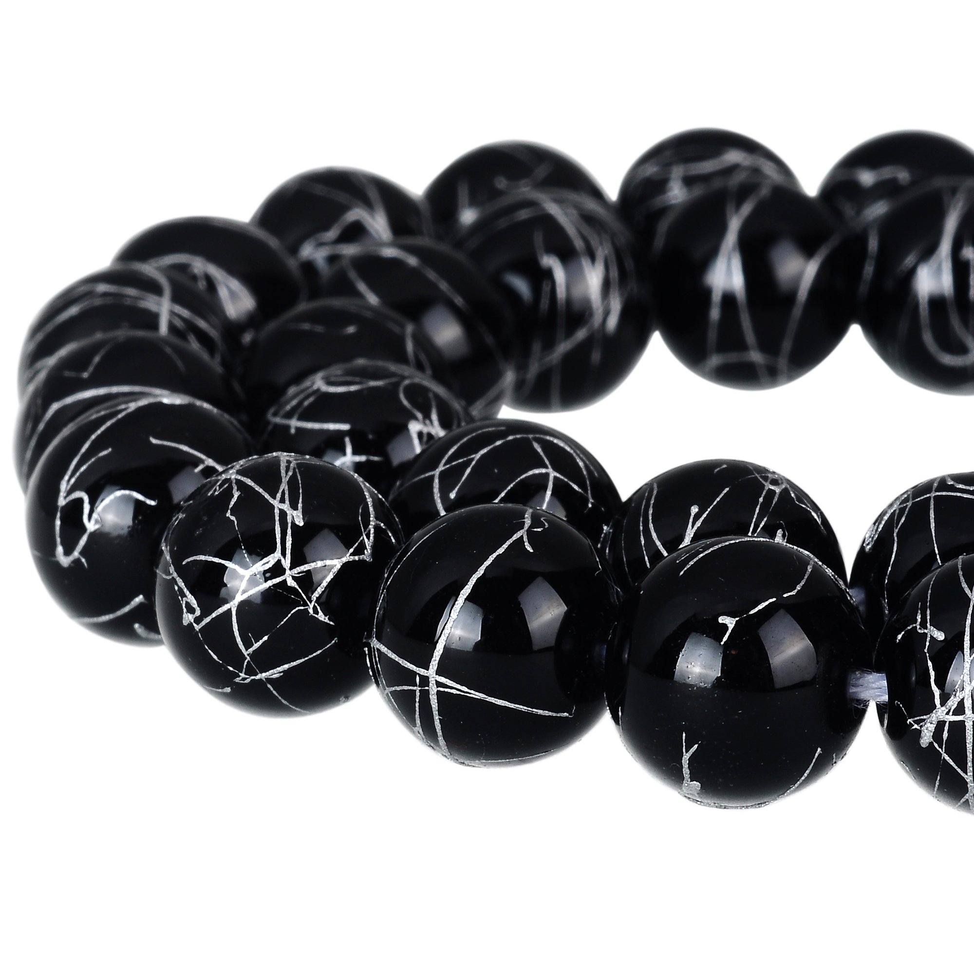 RUBYCA Round Druk Czech Crystal Pressed Glass Beads for Jewellery Making 4mm Strand (Black)