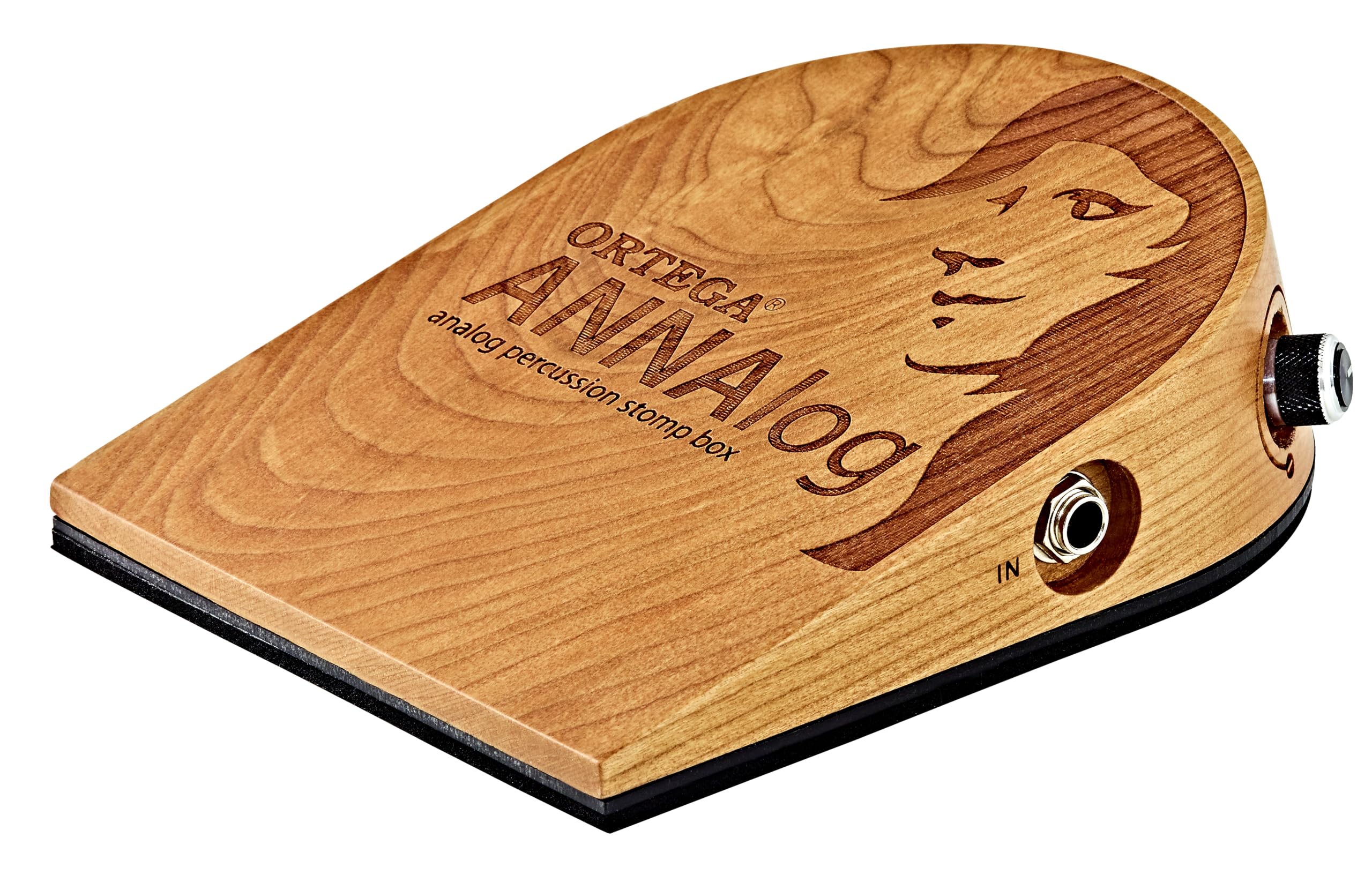 Ortega Guitars Analogue Stomp Box – Bass Effect Pedal for Guitarists, Singers, Songwriters – Analog Percussion Sample – Cherry Wood, Natural (ANNAlog)