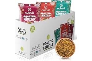 Nutruit Roasted Lentil Snacks - Tasty Snack Box with Vegan, Gluten Free, Non-GMO, High Protein, Low Calorie, Healthy On-The-Go Low Calorie Lentils Snacks - 1.2oz Packs (20-Pack Variety Box)