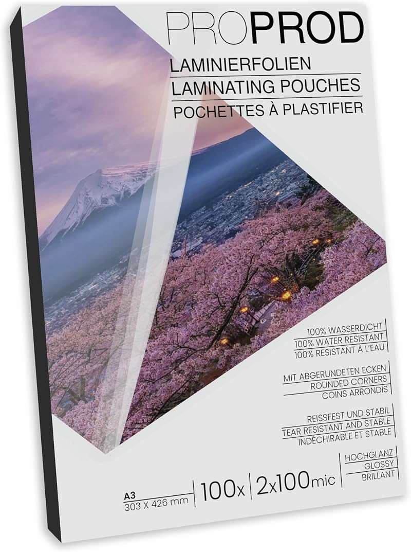 ProProd Premium A3 2x100 Micron Glossy Laminating Pouches Pack of 100