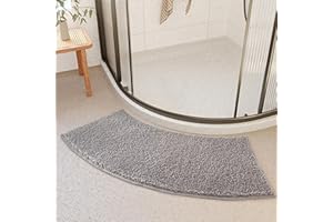 Curved Bath Mat 16x39inch Fast Absorbent Bath Rugs Non-Slip Soft Shower Rug with Fine Edging Machine Washable Dense Bathroom 