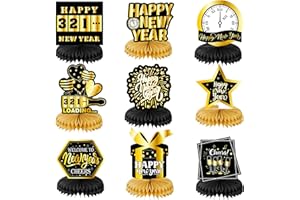 Konsait Happy New Year Decorations 2026 Party Centerpieces,9 PCS Double Sided New Year Centerpieces for Tables, Ideal for NYE