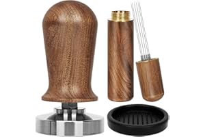 Y-Step 51mm Espresso Tamper Set, 30 lb Consistent Pressure Calibrated Coffee Tamper with Spring Loaded, Silicone Mat, Coffee Stirrer Espresso Distribution Tool, Wooden Barista Kit for Espresso Machine