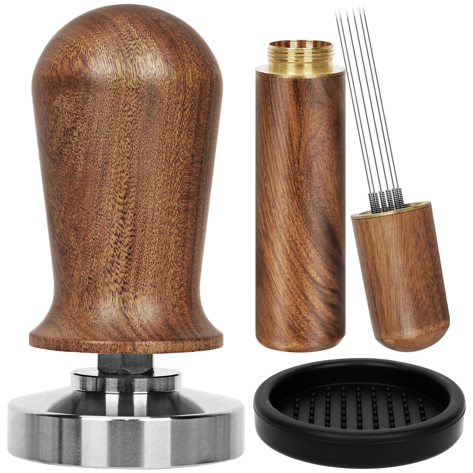 Photo 1 of Y-Step 51mm Espresso Tamper Set, 30 lb Consistent Pressure Calibrated Coffee Tamper with Spring Loaded, Silicone Mat, Coffee Stirrer Espresso Distribution Tool, Wooden Barista Kit for Espresso Machine