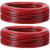 HESTYA 2 Rolls Marine Boat LED Lights Wire, 20M 22AWG Red Black Extension Cable Wires Cord for LED Navigation, Anchor, Stern, Courtesy Lights on Boats, Pontoons, Kayaks