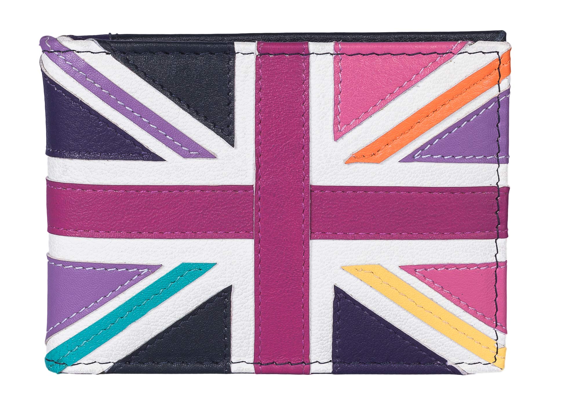 Union Jack Leather RFID Protected Card Holder by Mala Leather Bright Multi (Bright Multi)