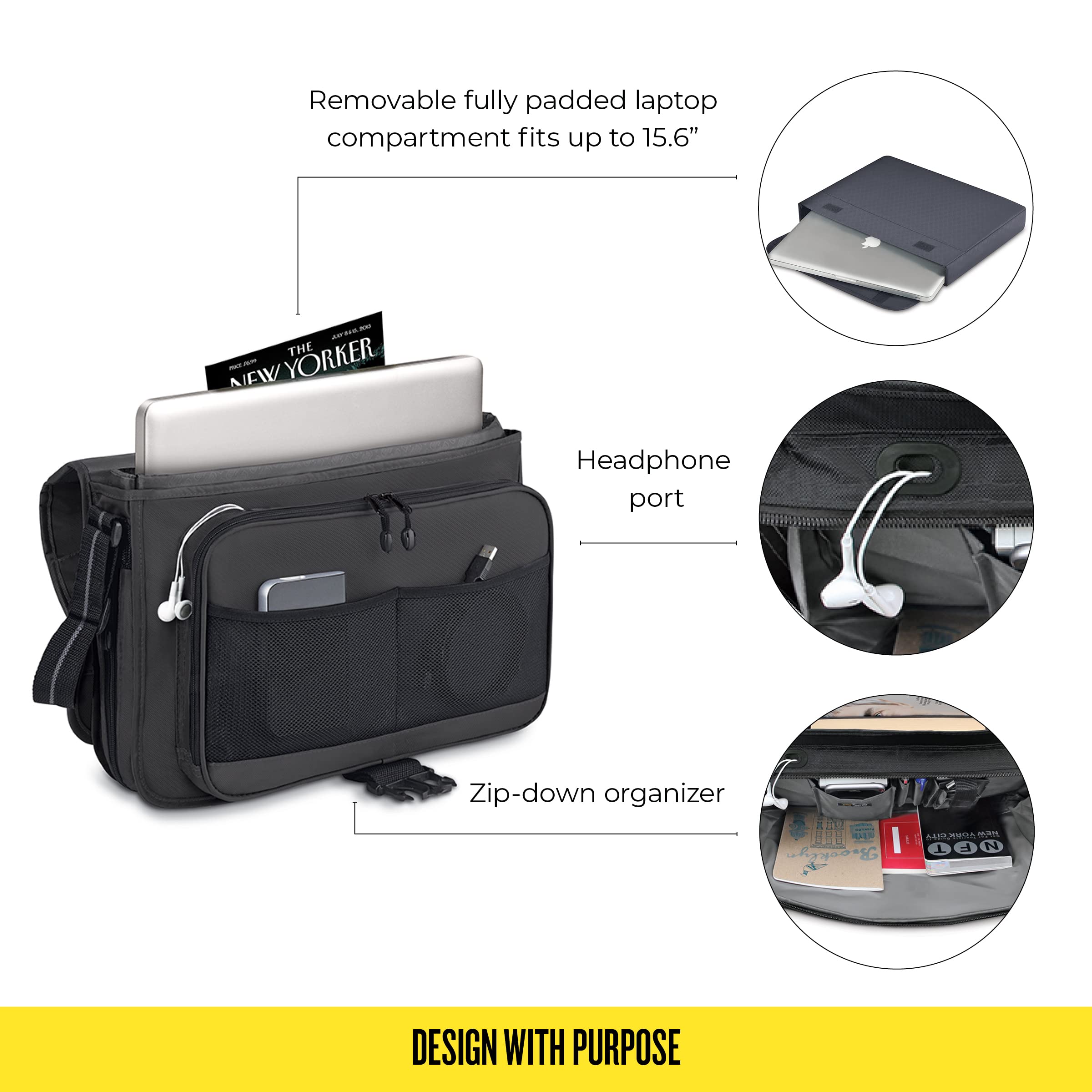 Solo New York Conquer 15.6-Inch Expandable Laptop Messenger, Black (NY10-4), One Size