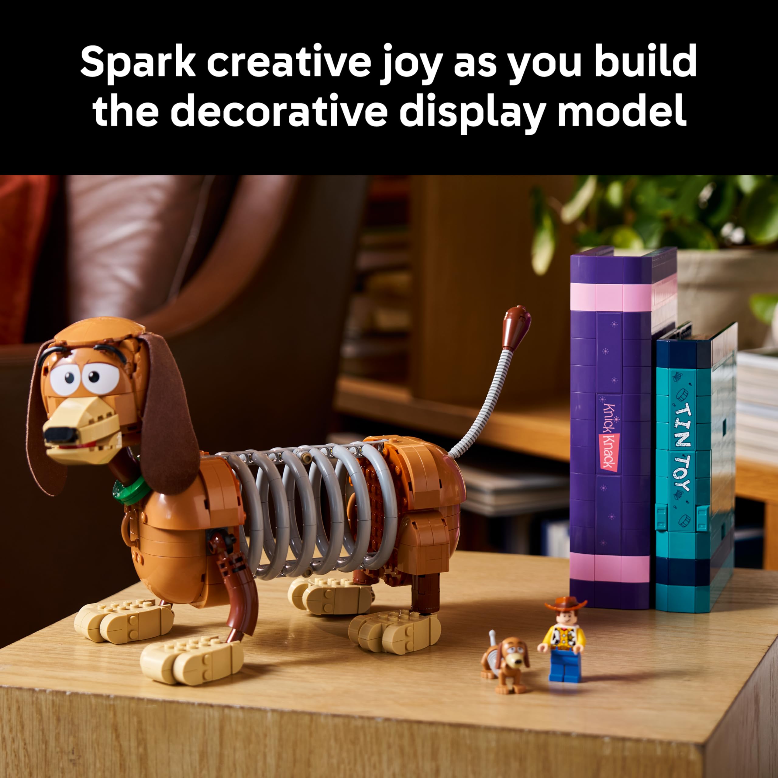 Condition photo showing New/Like New for lego disney and pixar toy story slinky dog bookends - building set for adults, ages 18+ - disney gif