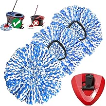Nuorest Spin Mop Replacement Head, Microfiber Mop Refills, Easy to Replace, Include 3 Mop Replace Heads, 1 Extra Mop Replacem