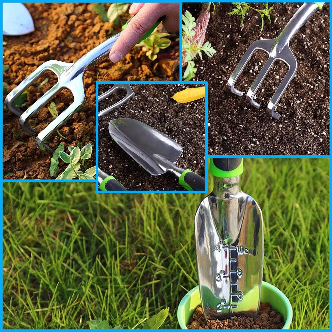 ZUZUAN Garden Tool Set, 3 Pack Garden Hand Shovels Aluminum Alloy Garden Trowels with Ergonomic Rubberized Non-Slip Grip, Included Trowel, Transplant Trowel and Cultivator Hand Rake : Garden & Outdoor