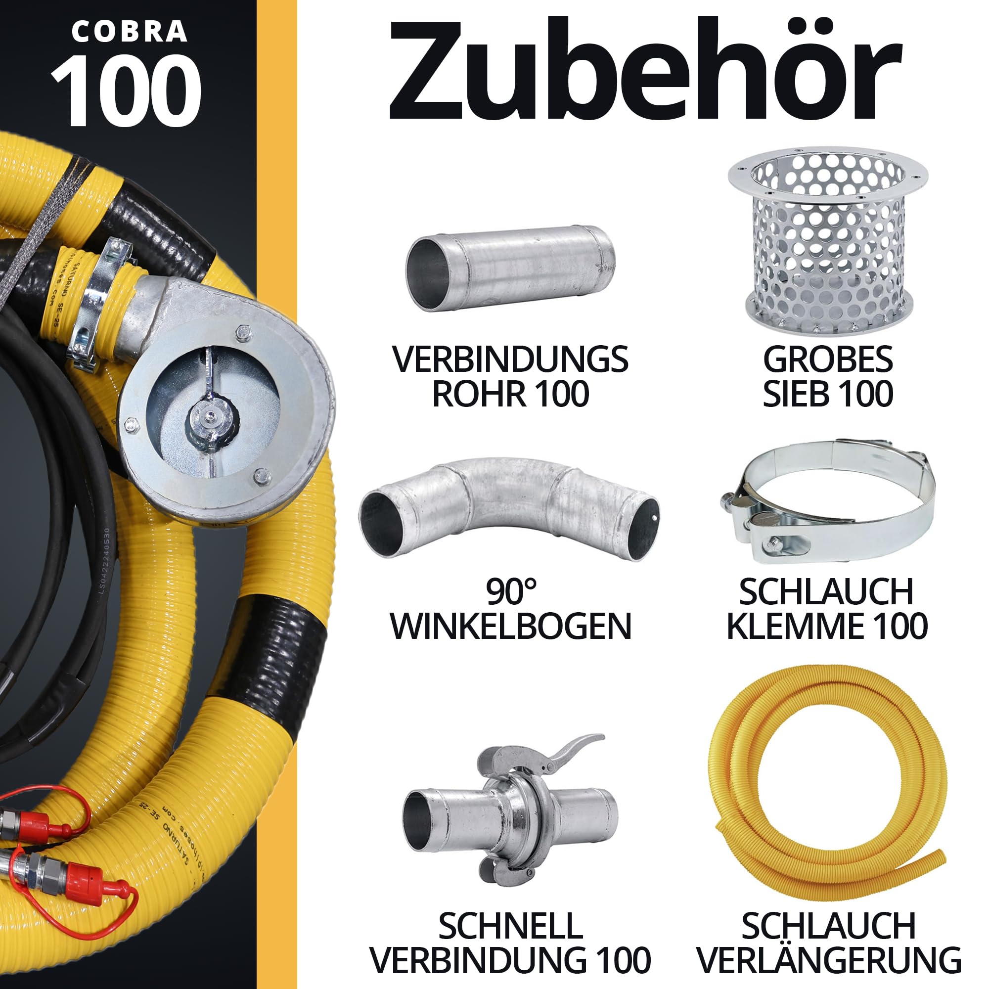 Hydraulikpumpe 100 – Hochleistungs-Schmutzwasserpumpe mit Turbinen-System | Hydraulisch betriebene Tauchpumpe für Landwirtschaft, Bau & Notentwässerung | 2,0 kW, Robust & Effizient 5