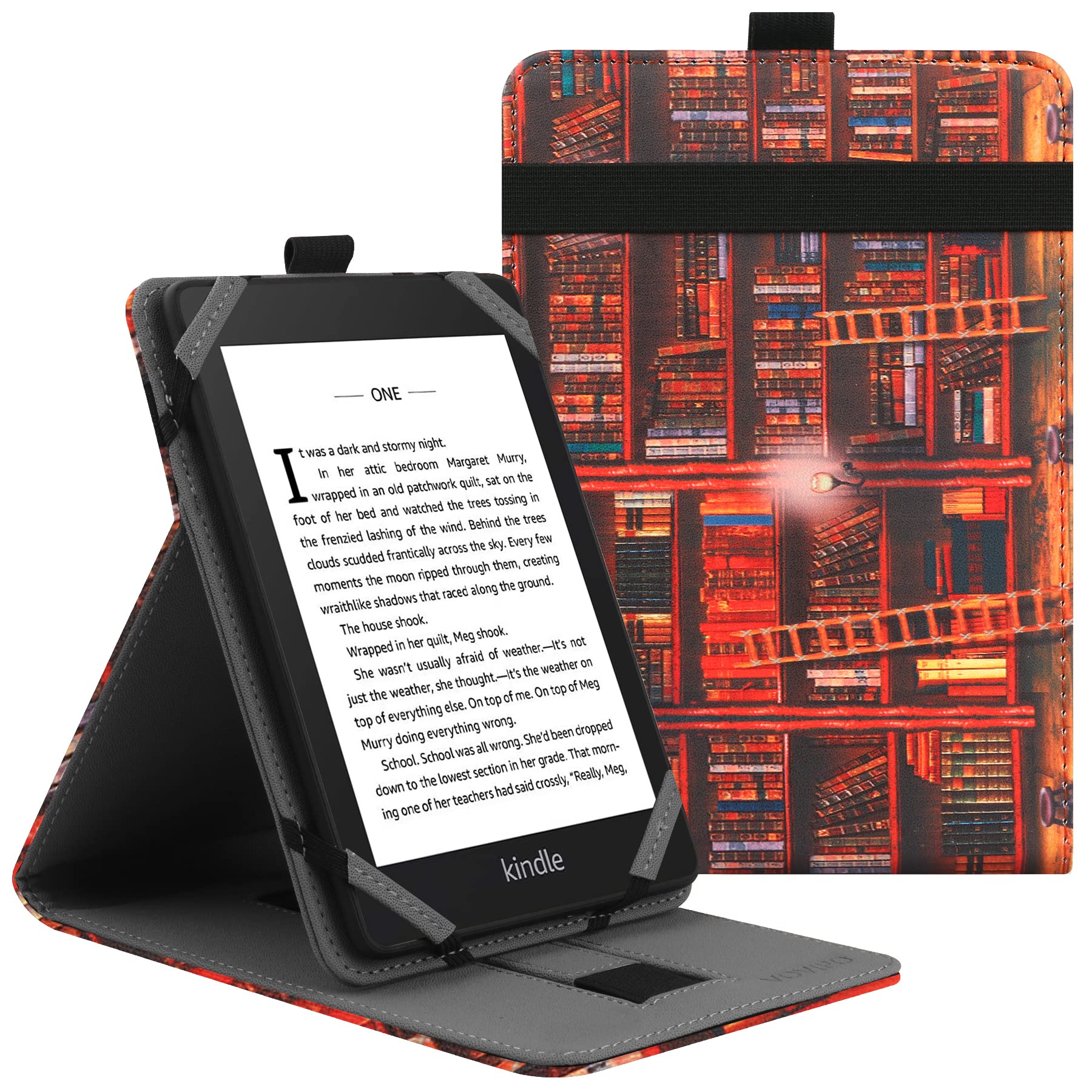 VOVIPO Universal 6 Inch kindle Paperwhite Protective Case, Folio Stand Cover for Kindle/Kobo/Tolino/Pocketbook/Sony 6 inch eReader,With Multiple Viewing Angles-Library