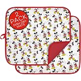 Disney Mickey &amp; Minnie Dish Drying Mat for Kitchen Counter, 2-Pack, 16"x18" | Ultra absorbent, quick-dry mesh backing, machine washable foldable pad, safe for granite and quartz, ideal for smaller spaces