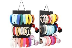 JOYMOMO Hanging Headband Holder For Girls,Felt Headband Organizer Headband Storage Holder Organizer For Headband (Without Headbands) (Black)